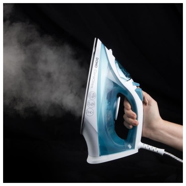 Fer a repasser vapeur - DOMO - DO7060S CeraGliss - 2400 W - 40 g/min - 320 ml - Bleu / Blanc