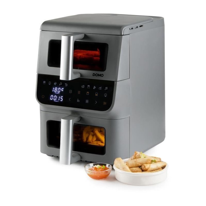 Friteuse sans huile - DOMO - Airfryer DO550FR - Double cuve 3.5 L + 6, Friteuse sans huile - DOMO - Airfryer DO550FR - Double cuve 3.5 L + 6,