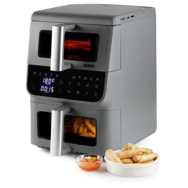 Friteuse sans huile - DOMO - Airfryer DO550FR - Double cuve 3.5 L + 6,5 L - 10 programmes - 2500 W Friteuse sans huile - DOMO - Airfryer DO550FR - Double cuve 3.5 L + 6,5 L - 10 programmes - 2500 W