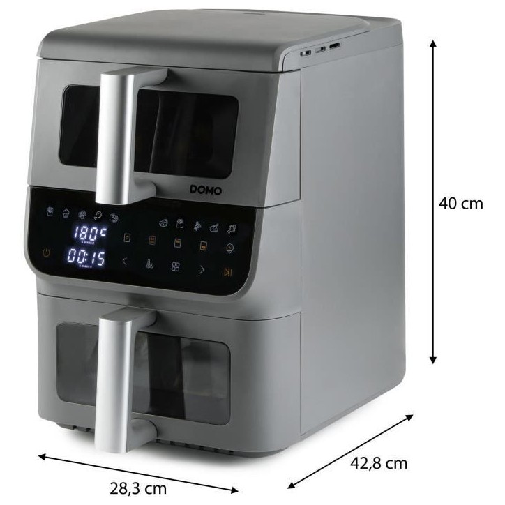 Friteuse sans huile - DOMO - Airfryer DO550FR - Double cuve 3.5 L + 6,5 L - 10 programmes - 2500 W Friteuse sans huile - DOMO - Airfryer DO550FR - Double cuve 3.5 L + 6,5 L - 10 programmes - 2500 W