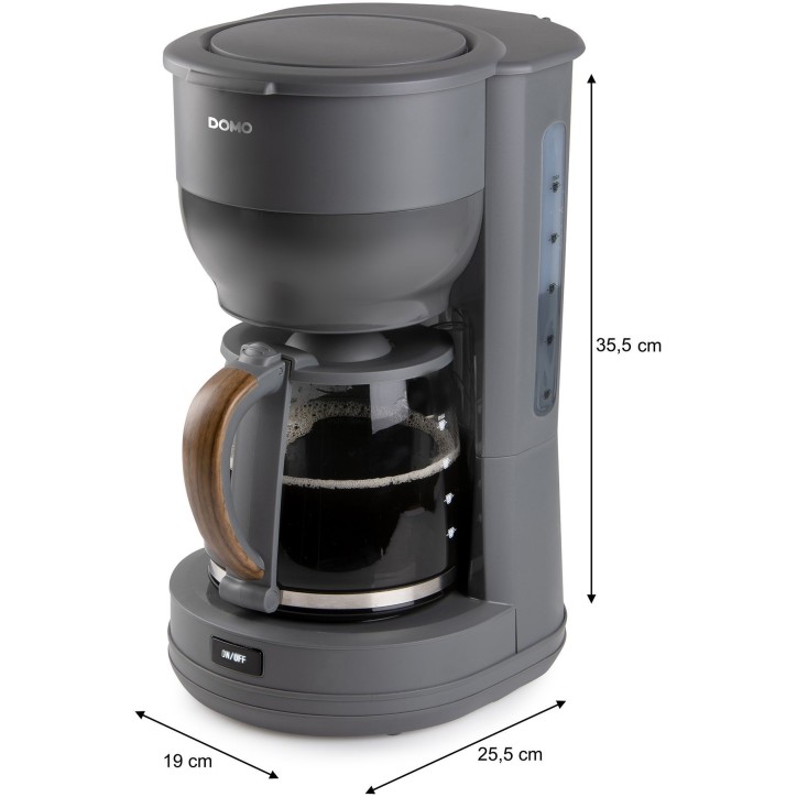 Cafetiere filtre - DOMO - DO754K - 1,25 L - 10 tasses - Gris / Bois Cafetiere filtre - DOMO - DO754K - 1,25 L - 10 tasses - Gris / Bois