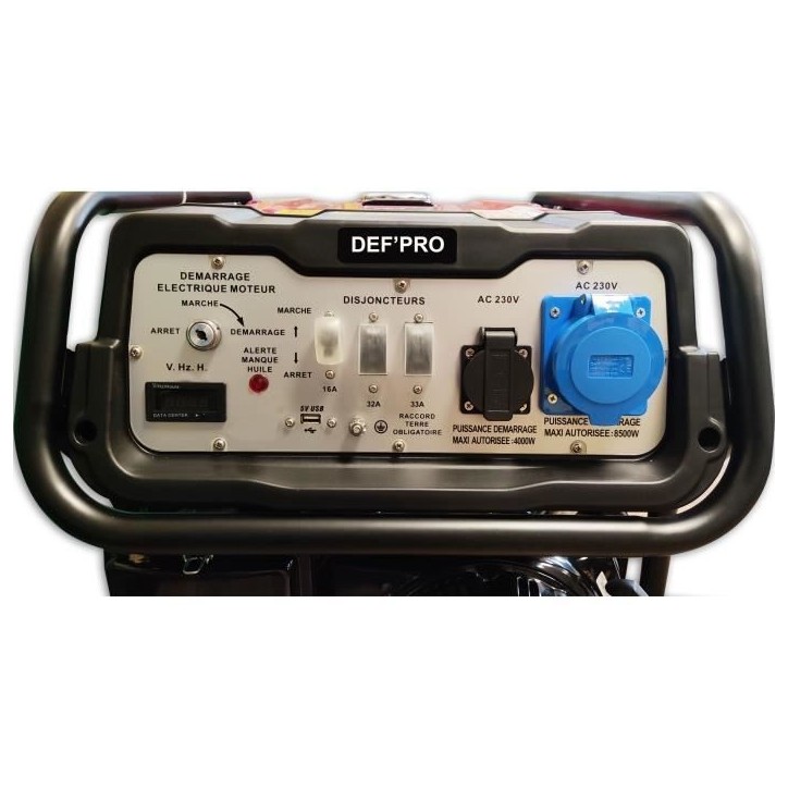 DEF'PRO Groupe électrogene 8500 W - Moteur essence 4 temps - Affichage LED DEF'PRO Groupe électrogene 8500 W - Moteur essence 4 temps - Affichage LED