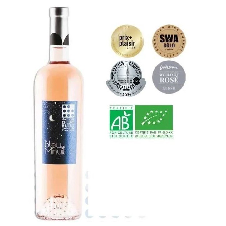 Domaine L'Heure Bleue Bleu de Nuit 2023 Côtes de Provence -bio- Vin rosé de Provence