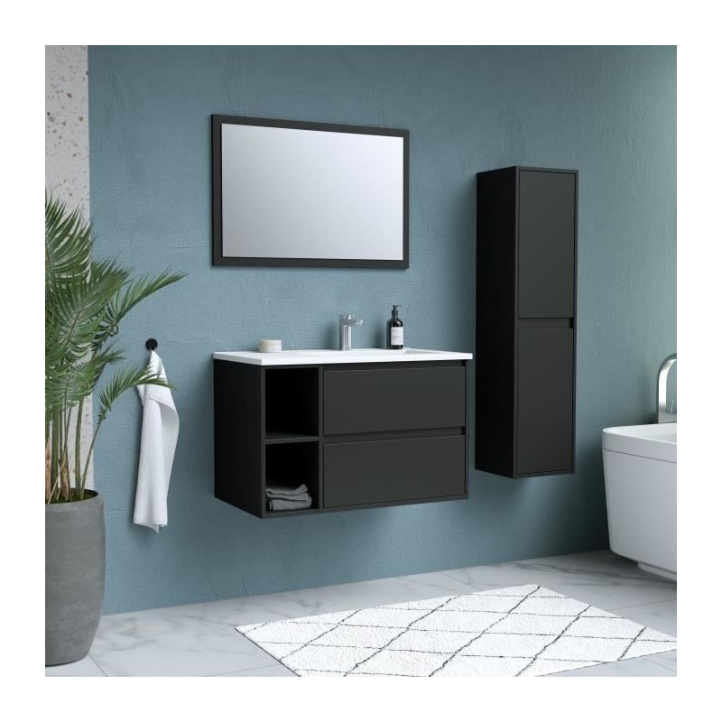 Ensemble DOMINO, set de salle de bain 80, vanity+vasque+miroir & colon Ensemble DOMINO, set de salle de bain 80, vanity+vasque+miroir & colon