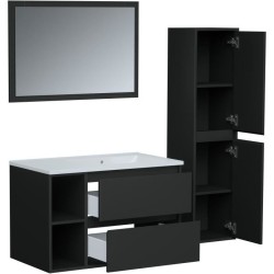 Ensemble DOMINO, set de salle de bain 80, vanity+vasque+miroir & colon
