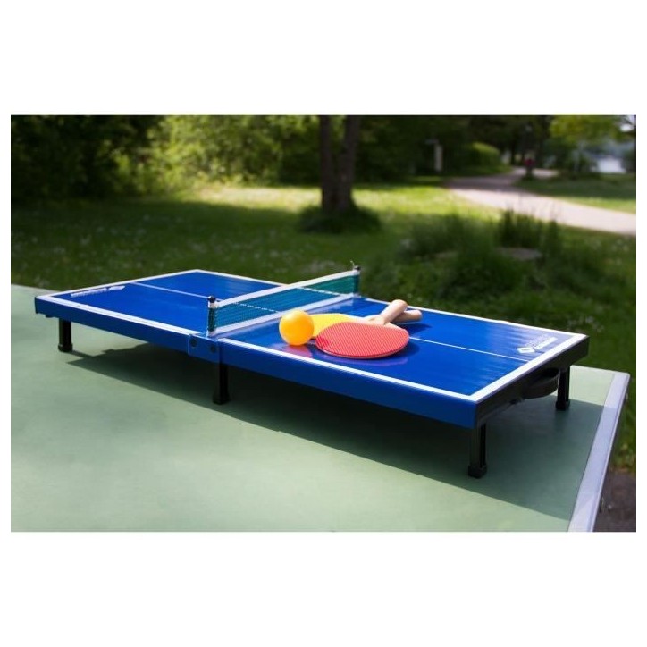 Set mini table de ping pong - SCHILDKRÖT - Mini-table 68x33x9 cm - 2 mini-raquettes PVC - Balle ABS - Filet - Table pliable Set mini table de ping pong - SCHILDKRÖT - Mini-table 68x33x9 cm - 2 mini-raquettes PVC - Balle ABS - Filet - Table pliable