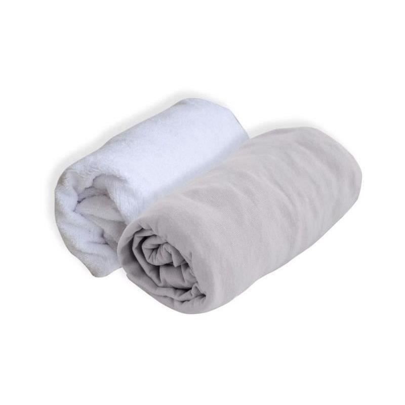 DOMIVA Drap housse + Alese Uni - 100% Coton - Traité Sanitized - Perl