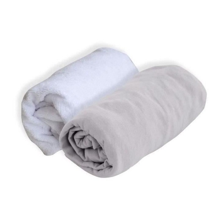 DOMIVA Drap housse + Alese Uni - 100% Coton - Traité Sanitized - Perle - 60 x 120 cm DOMIVA Drap housse + Alese Uni - 100% Coton - Traité Sanitized - Perle - 60 x 120 cm