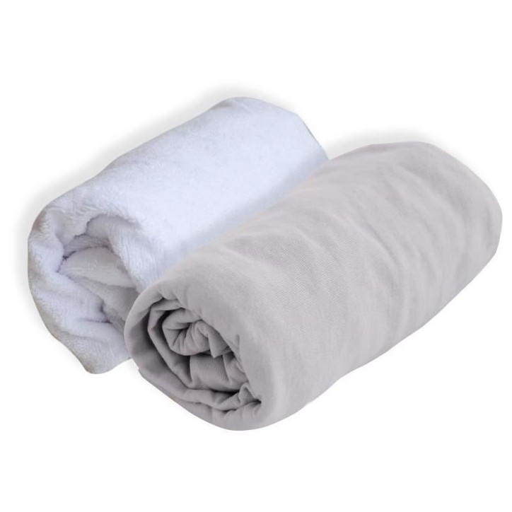 DOMIVA Drap housse + Alese Uni - 100% Coton - Traité Sanitized - Perle - 60 x 120 cm DOMIVA Drap housse + Alese Uni - 100% Coton - Traité Sanitized - Perle - 60 x 120 cm