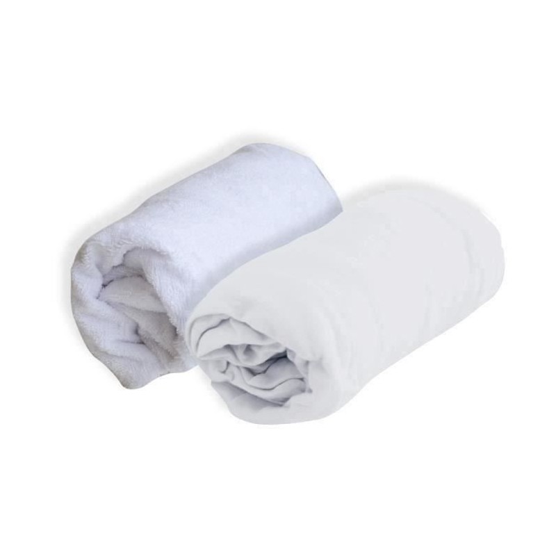Lot d' 1 alese et 1 drap housse - Blanc - 70 x 140 cm