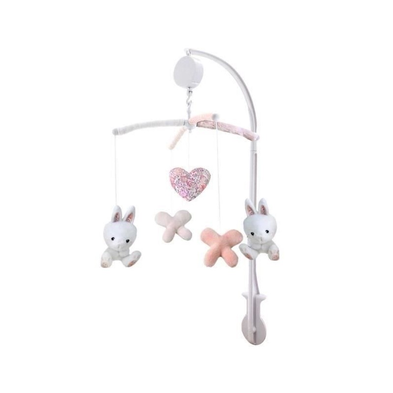 DOMIVA Mobile musical Lapinou - Arche PVC - Peluches amovibles - Blanc DOMIVA Mobile musical Lapinou - Arche PVC - Peluches amovibles - Blanc