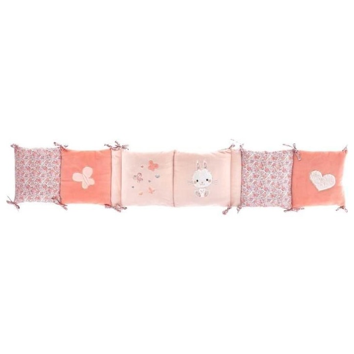 Tour de lit Lapinou - DOMIVA - Microfibre 100% Polyester - Adaptable - Rose - 30 x 180 cm Tour de lit Lapinou - DOMIVA - Microfibre 100% Polyester - Adaptable - Rose - 30 x 180 cm