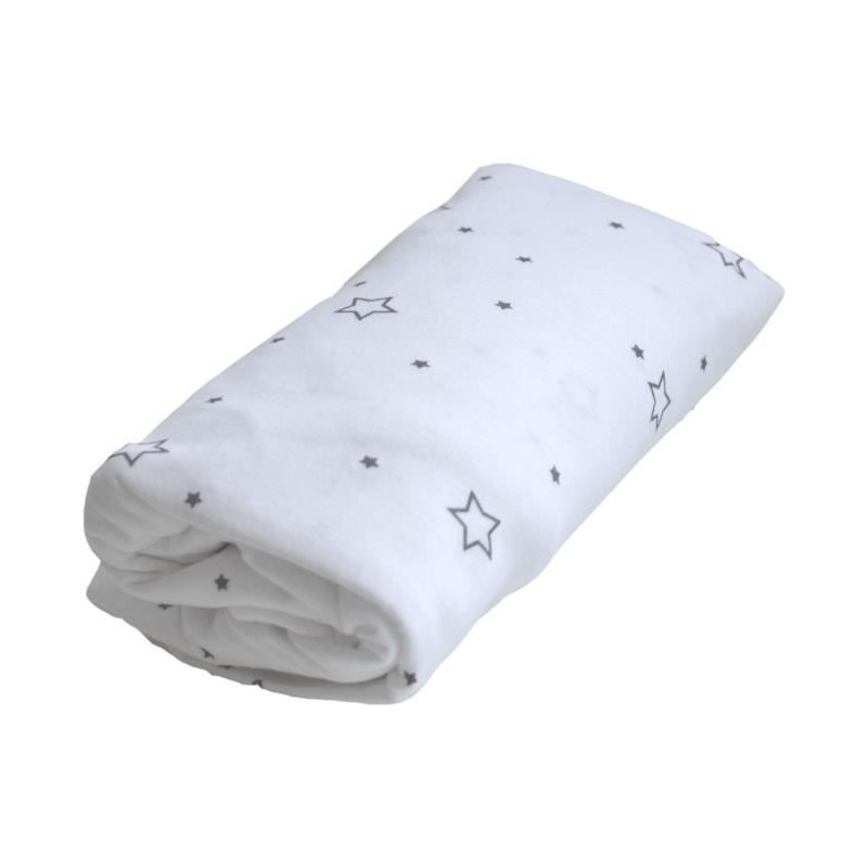 Drap housse imperméable - DOMIVA - 60 x 120 cm - Blanc imprimé étoi Drap housse imperméable - DOMIVA - 60 x 120 cm - Blanc imprimé étoi