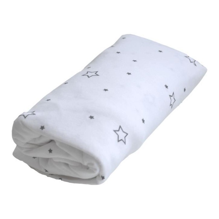 Drap housse imperméable - DOMIVA - 60 x 120 cm - Blanc imprimé étoiles gris Drap housse imperméable - DOMIVA - 60 x 120 cm - Blanc imprimé étoiles gris