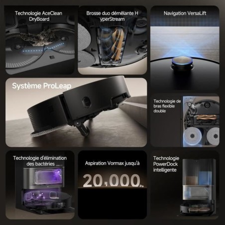 DREAME X50 Ultra Complete - Robot Aspirateur avec Station - Evitement d'obstacles par IA et Navigation a 360 - Aspiration 20 000