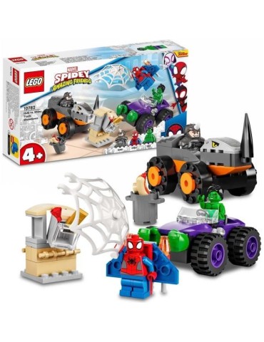 LEGO 10782 Marvel Spidey et Ses Amis Extraordinaires Le Combat Des Camions, Hulk contre le Rhino, Jouet Enfants +4 Ans