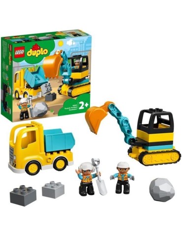 LEGO 10931 DUPLO Le Camion Et La Pelleteuse, Engin de chantier Jouet Pour Les Enfants De 2 ans et +