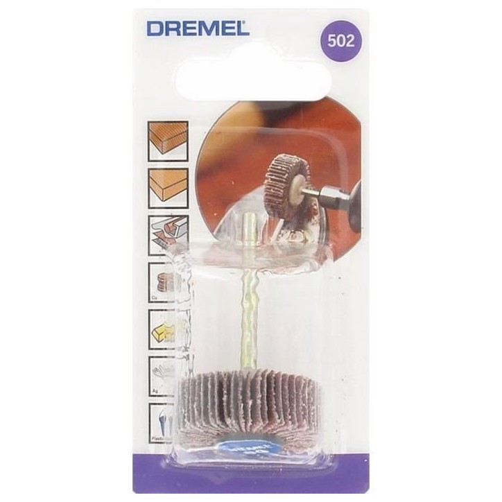 Polissoir a lamelles DREMEL 502 (Grain 80, Diametre 28,6mm, Pour Poncer avec Outil multiusage Dremel) Polissoir a lamelles DREMEL 502 (Grain 80, Diametre 28,6mm, Pour Poncer avec Outil multiusage Dremel)
