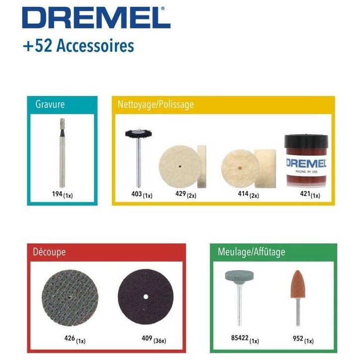 DREMEL Kit pour travaux généraux de 52 pieces 687 DREMEL Kit pour travaux généraux de 52 pieces 687