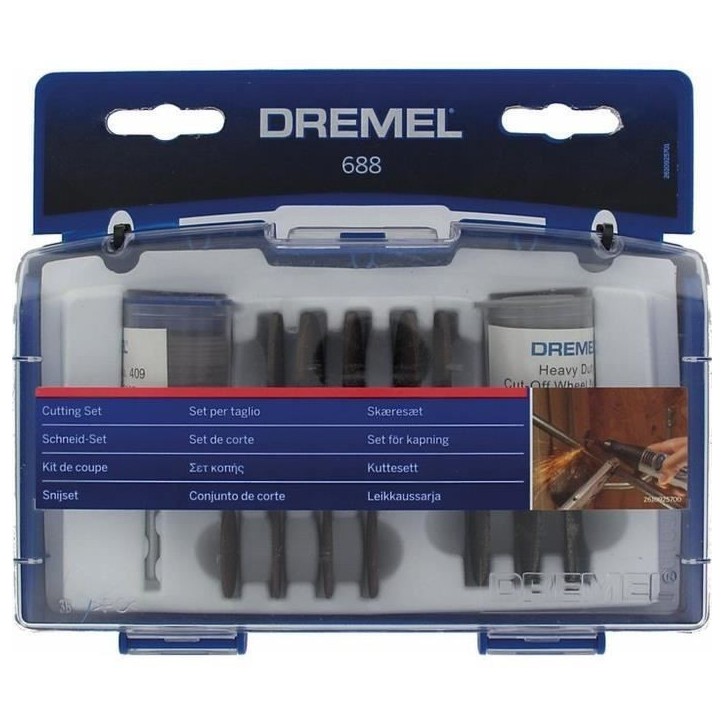 Coffret 69 accessoires DREMEL 688 - Assortiment de 68 disques a tronçonner dans un coffret pratique