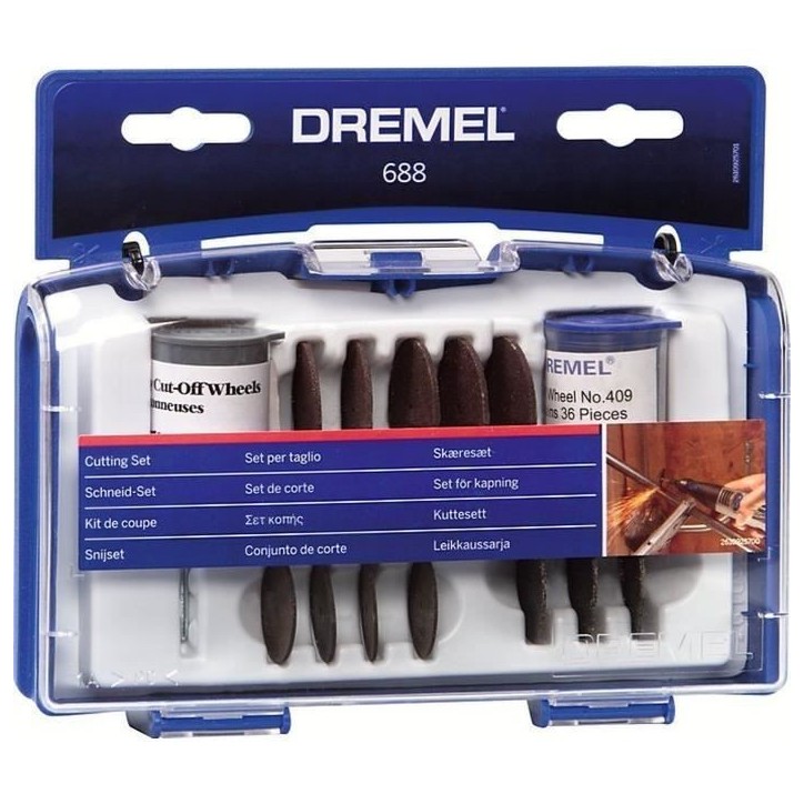 Coffret 69 accessoires DREMEL 688 - Assortiment de 68 disques a tronçonner dans un coffret pratique
