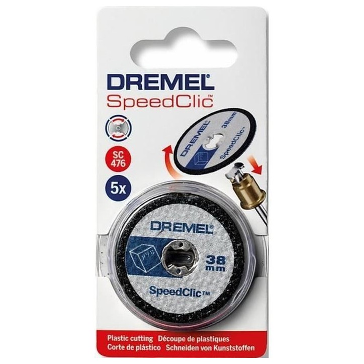 Lot de 5 disques DREMEL S476 EZ SpeedClic pour découper les plastiques et PVC - Ø 38mm, épaisseur 1,2mm