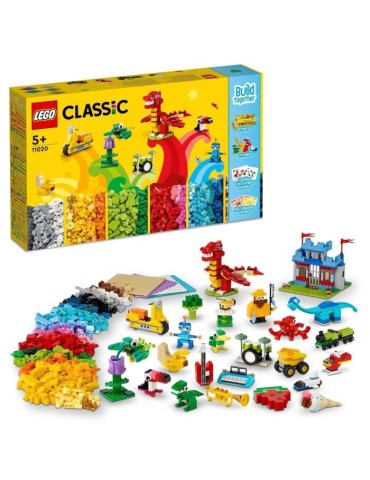 LEGO Classic 11020 Construire Ensemble, Boîte de Briques pour Créer un Château, Train, etc