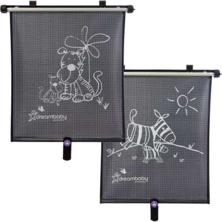 Store enrouleur de fenetre de voiture - DREAMBABY - Double face Zebra & Tigre Print - Réglable 2pcs