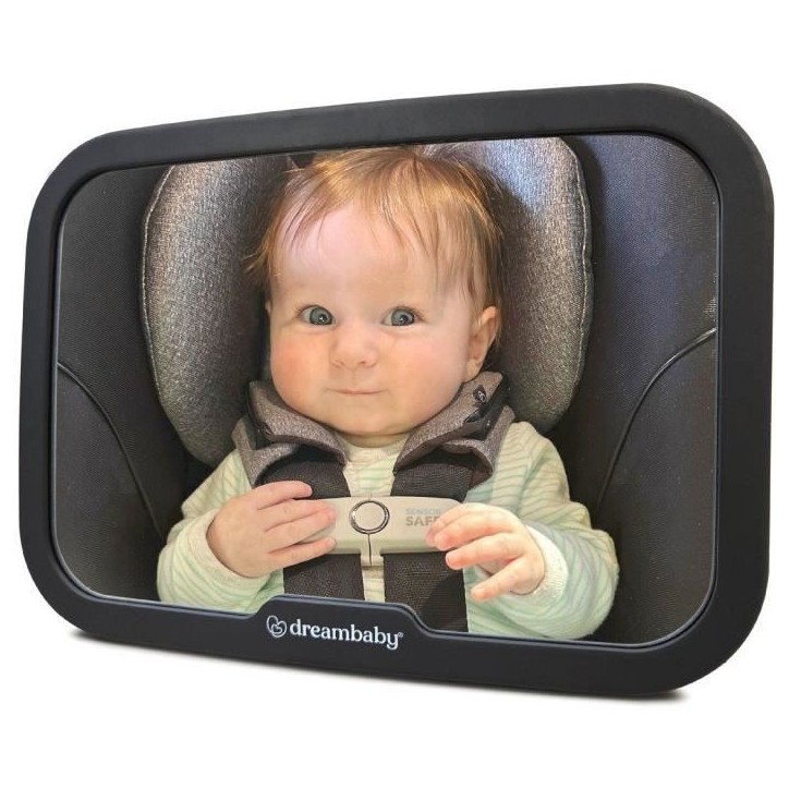 Grand miroir rétroviseur rectangulaire - DREAMBABY - Réglable pour siege arriere - 20 x 24 cm - Noir Grand miroir rétroviseur rectangulaire - DREAMBABY - Réglable pour siege arriere - 20 x 24 cm - Noir