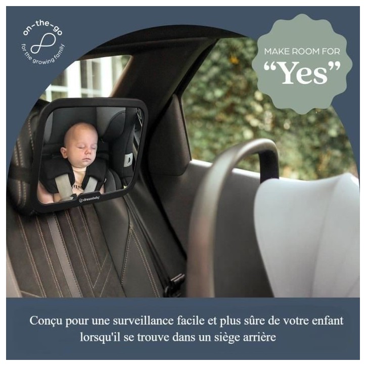Grand miroir rétroviseur rectangulaire - DREAMBABY - Réglable pour siege arriere - 20 x 24 cm - Noir Grand miroir rétroviseur rectangulaire - DREAMBABY - Réglable pour siege arriere - 20 x 24 cm - Noir