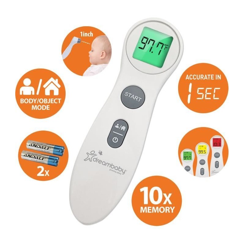 Thermometre frontal numérique - DREAMBABY - Infrarouge sans contact -