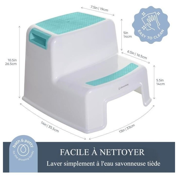 Tabouret marchepied - DREAMBABY - 2 UP - Antidérapant et texturé - Jusqu'a 80 kg pour les petits et les adultes - Aqua Tabouret marchepied - DREAMBABY - 2 UP - Antidérapant et texturé - Jusqu'a 80 kg pour les petits et les adultes - Aqua
