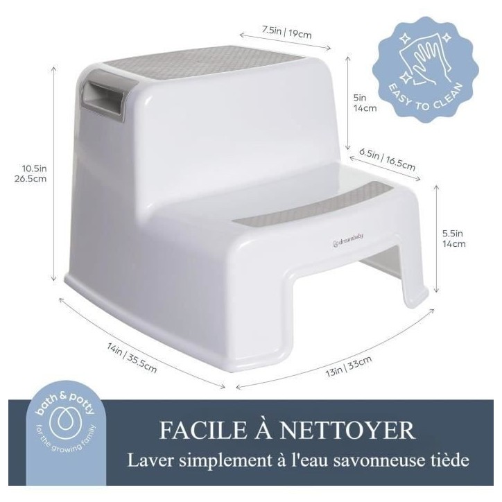 Tabouret marchepied - DREAMBABY - 2 Up - Antidérapant et texturé - Jusqu'a 80 kg pour les petits et les adultes - Gris Tabouret marchepied - DREAMBABY - 2 Up - Antidérapant et texturé - Jusqu'a 80 kg pour les petits et les adultes - Gris