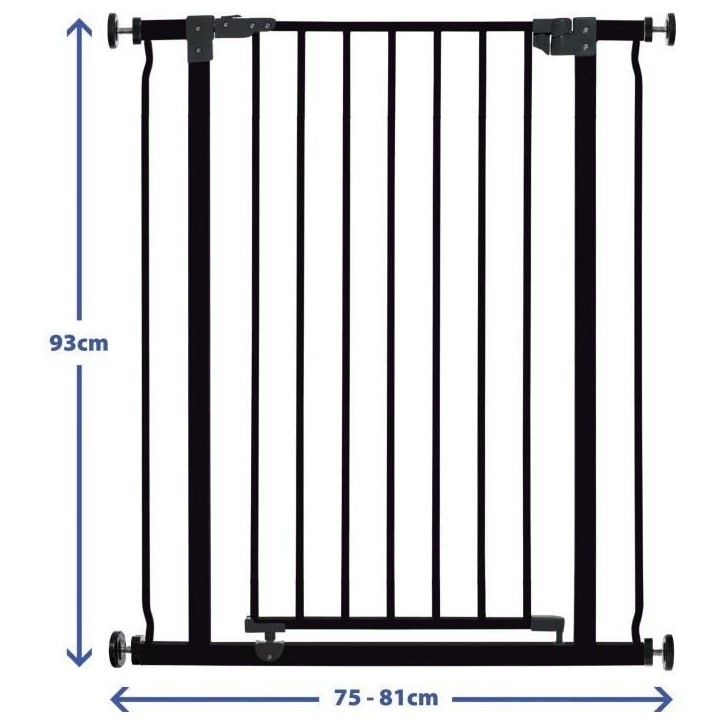 DREAMBABY Barriere de sécurité Extra Haute LIBERTY - Par pression - L 75/81 x H 93 cm - Noire DREAMBABY Barriere de sécurité Extra Haute LIBERTY - Par pression - L 75/81 x H 93 cm - Noire