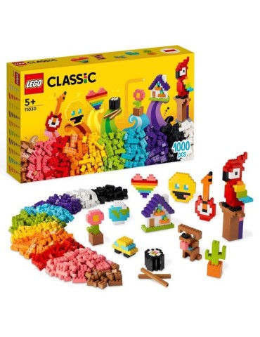 LEGO Classic 11030 Briques a Foison, Jouet Briques avec Perroquet, Fleur et Emoji, Cadeau