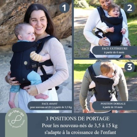 Porte-bébé ajustable 3-1 - DREAMBABY - JOURNEY - Confortable et polyvalent - Nouveau-né a enfant jusqu'a 15 kg - Noir