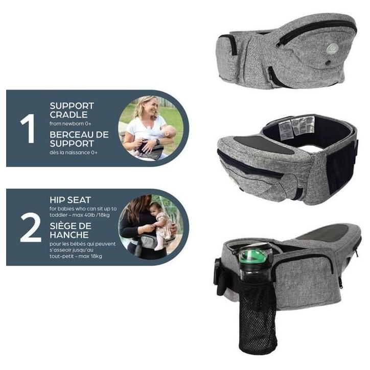 Porte-bébé - Siege de hanche - DREAMBABY - Up & Go - Gris Porte-bébé - Siege de hanche - DREAMBABY - Up & Go - Gris