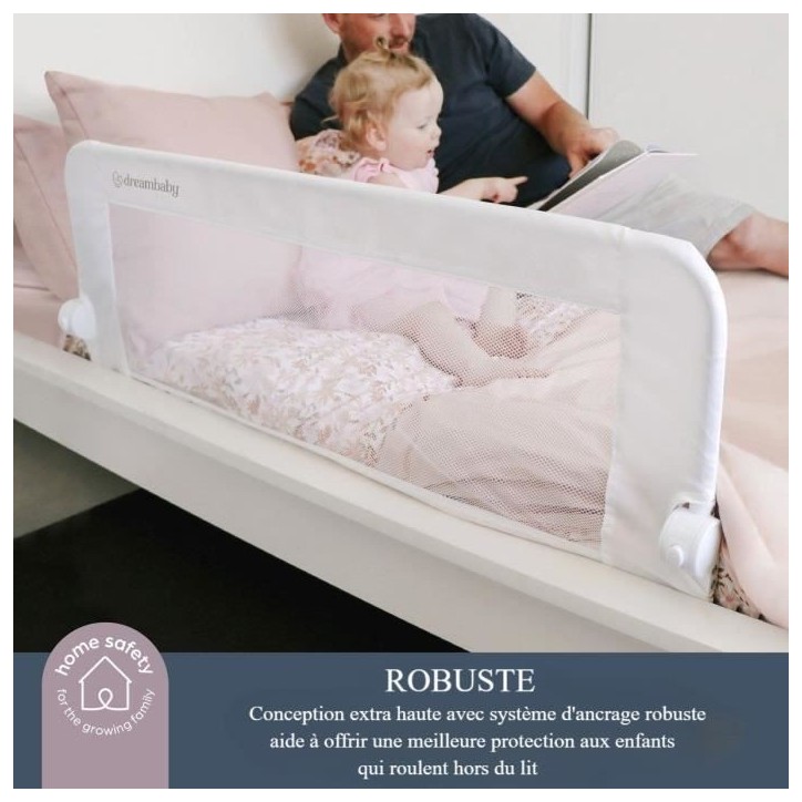 Barriere de lit Dreambaby Maggie - lits encastrés et aux lits plats- Mesurant 110 cm de large et 50 cm de haut Barriere de lit Dreambaby Maggie - lits encastrés et aux lits plats- Mesurant 110 cm de large et 50 cm de haut
