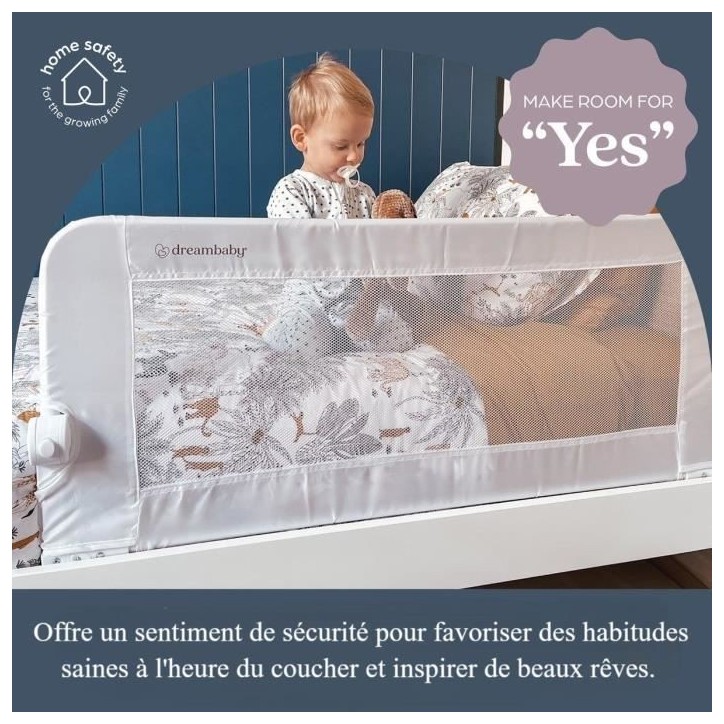 Barriere de lit Dreambaby Maggie - lits encastrés et aux lits plats- Mesurant 110 cm de large et 50 cm de haut Barriere de lit Dreambaby Maggie - lits encastrés et aux lits plats- Mesurant 110 cm de large et 50 cm de haut