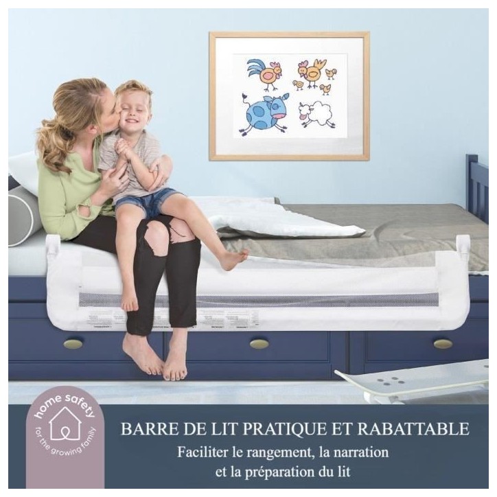 Barriere de lit Dreambaby Nicole - lits encastrés et aux lits plats- Mesurant 150 cm de large et 50 cm de haut - Gris Barriere de lit Dreambaby Nicole - lits encastrés et aux lits plats- Mesurant 150 cm de large et 50 cm de haut - Gris