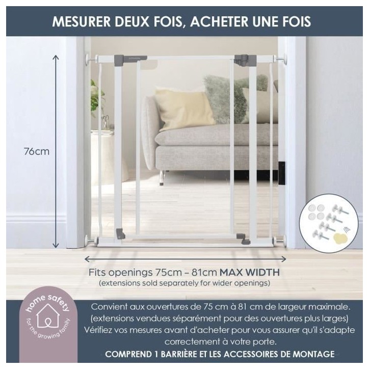 Barriere de sécurité a panneau transparent - DREAMBABY - Fonction maintien en position ouverte- Bas anti-chute - Blanc Barriere de sécurité a panneau transparent - DREAMBABY - Fonction maintien en position ouverte- Bas anti-chute - Blanc