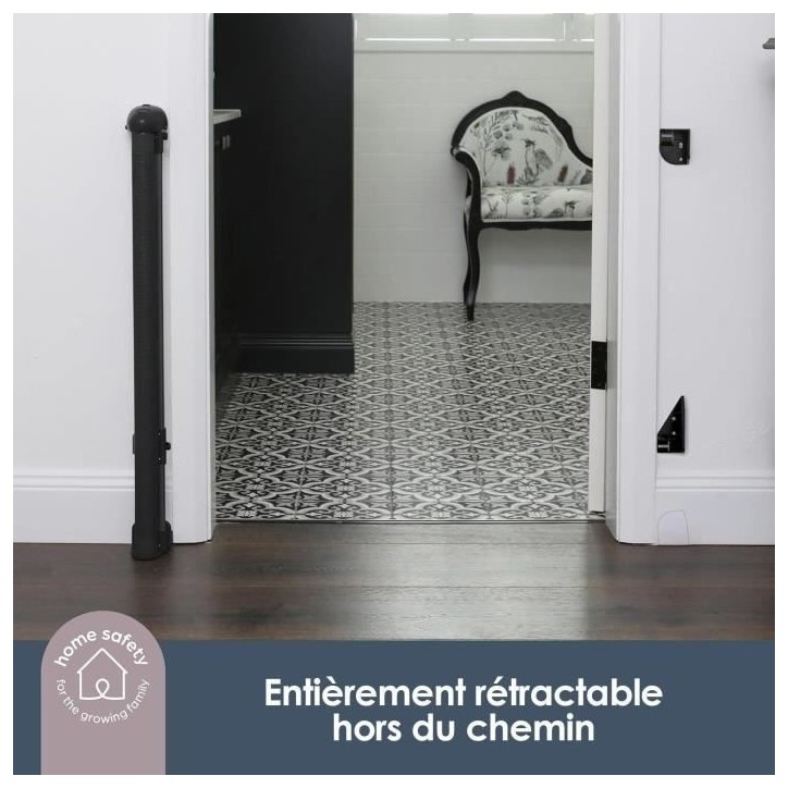 Extra haute barriere de sécurité rétractable - DREAMBABY - 60 a 140 cm H90 cm - Noir Extra haute barriere de sécurité rétractable - DREAMBABY - 60 a 140 cm H90 cm - Noir
