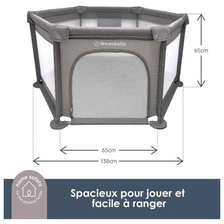 Parc Explore - DREAMBABY - 6 côtés avec base en tissu et cadre rembourré - Ø 1,40 m - H 70 cm - Taupe Parc Explore - DREAMBABY - 6 côtés avec base en tissu et cadre rembourré - Ø 1,40 m - H 70 cm - Taupe