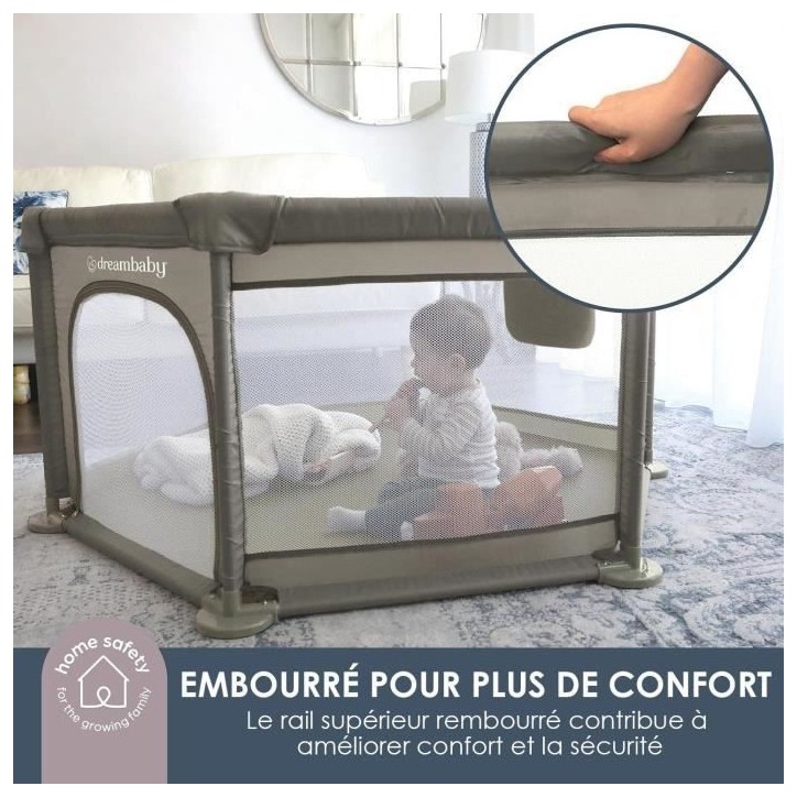 Parc Explore - DREAMBABY - 6 côtés avec base en tissu et cadre rembourré - Ø 1,40 m - H 70 cm - Taupe Parc Explore - DREAMBABY - 6 côtés avec base en tissu et cadre rembourré - Ø 1,40 m - H 70 cm - Taupe