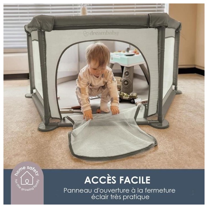 Parc Explore - DREAMBABY - 6 côtés avec base en tissu et cadre rembourré - Ø 1,40 m - H 70 cm - Taupe Parc Explore - DREAMBABY - 6 côtés avec base en tissu et cadre rembourré - Ø 1,40 m - H 70 cm - Taupe