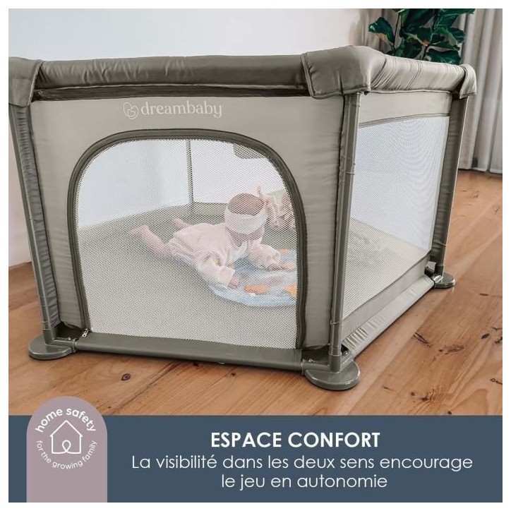 Parc Explore - DREAMBABY - 6 côtés avec base en tissu et cadre rembourré - Ø 1,40 m - H 70 cm - Taupe Parc Explore - DREAMBABY - 6 côtés avec base en tissu et cadre rembourré - Ø 1,40 m - H 70 cm - Taupe