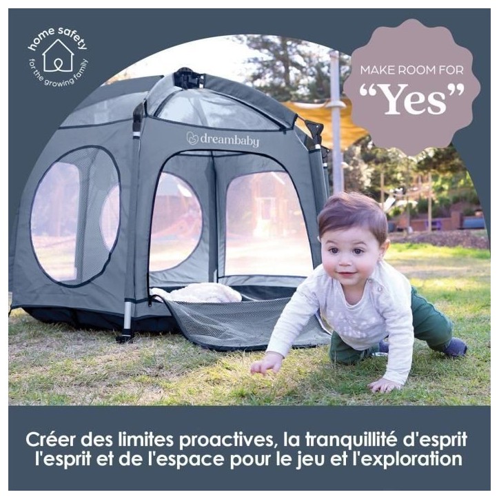 Adventure Parc Pop-Up - DREAMBABY - Tissu avec sac de transport - Housses anti-UV (utilisation extérieur) - Ø 1,3 m - H1 m Adventure Parc Pop-Up - DREAMBABY - Tissu avec sac de transport - Housses anti-UV (utilisation extérieur) - Ø 1,3 m - H1 m