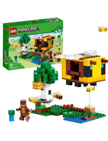 LEGO Minecraft 21241 La Cabane Abeille, Jouet, Ferme avec Maison, Zombie et Figurines Animaux