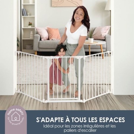 Barriere de sécurité enfant - Discovery 3 - DREAMBABY - 74,5 cm a 1,95 cm - Blanc