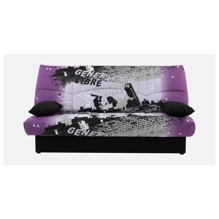Banquette clic-clac - 3 places – Coton Parcours Mauve– 190 x 92 x 96 cm – DREAM Banquette clic-clac - 3 places – Coton Parcours Mauve– 190 x 92 x 96 cm – DREAM